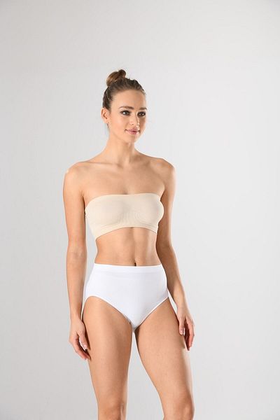 Miss Fit Women's White Seamless High Waist Bato Slip Panties Basic Seamless