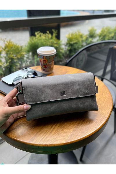 MFT Leather Design Unisex Leather Bag - Boliva Genuine, Gray (9874)