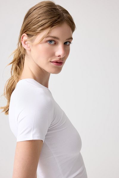 Los Ojos White Melodi Short Fitted T-Shirt - Fitted