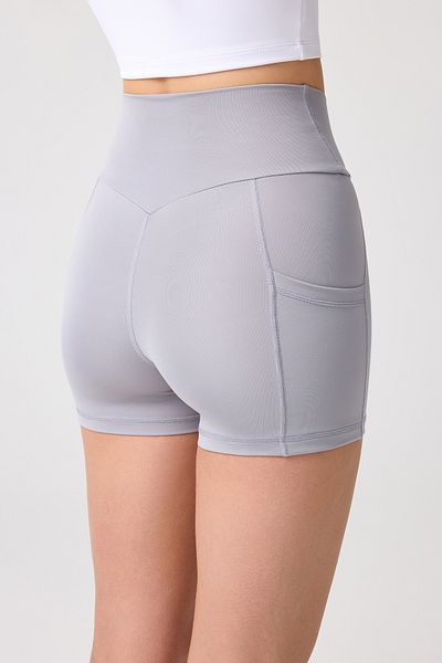 Los Ojos Biker Gray Shorts - Short Sports Leggings, Envelope Style