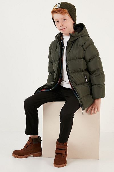 Lela Plush Lined Hooded Winter Coat with Pockets Boy's COAT 5761911