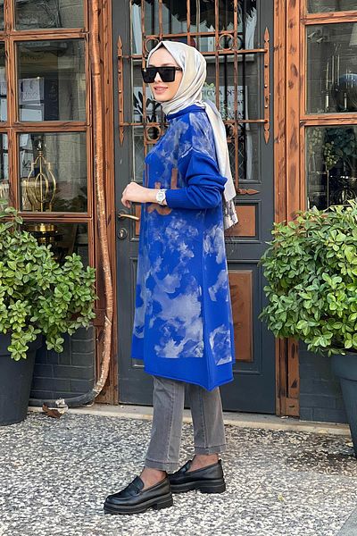 MissWhence Saks Blue Knitwear Tunic - 36021 Model