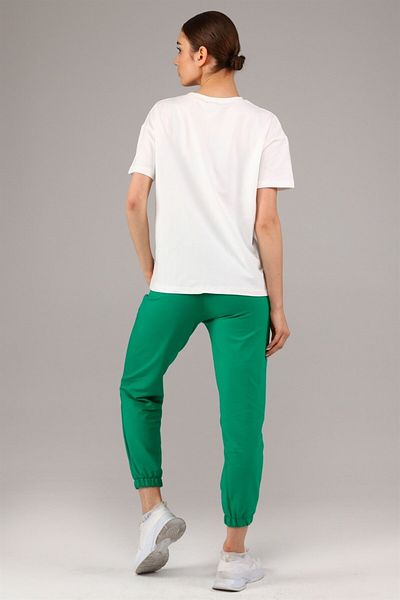 TF The Fancy For You Fancy Women's Elastic Waist Embossed Print Detailed T-Shirt Trousers Double Set