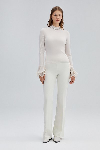 Touché Privé Chiffon Sleeve Knitted Bluz