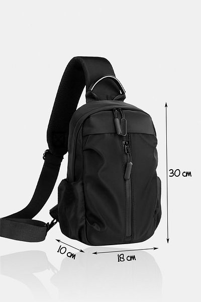 D'VERS Black Cross Strap Shoulder and Waist Bag with Water Repellent Fabric and Zipper Feature