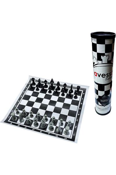 MCreative Chess Set, Roller, Portable Plastic International Chess Black & White Rst-10