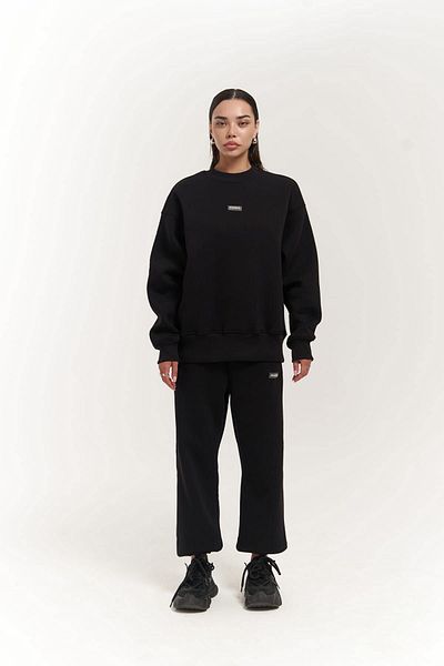 MAİ COLLECTİON Romana Crew Neck Black Tracksuit Set