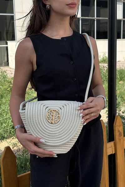 MaVaux Lunera Stylish Accessory Detailed Straw, Front Detailed Crossbody Bag, Casual & Summer Style