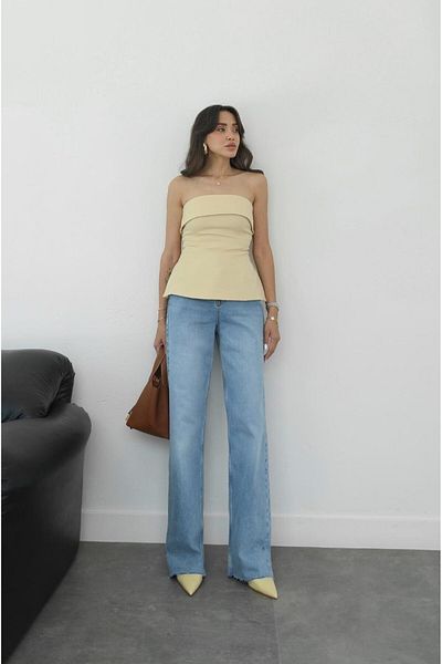 Havoş Blue Washed Wide Leg Jeans