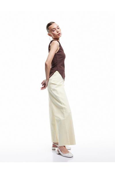 Koton New Season Pocket Detailed Buttoned Cotton Crop Wide Leg Denim Trousers - Culotte Jean