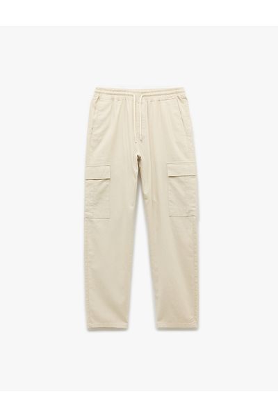 Koton New Season Waist Lace-Up Pocket Detailed Linen Cotton Blended Cargo Pants