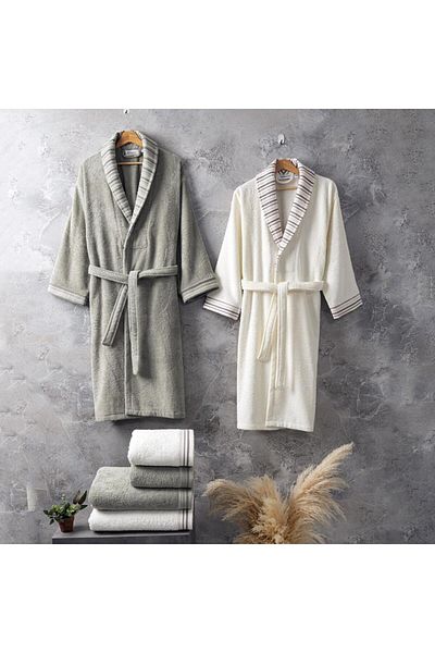 Angoravi Rio Bathrobe Set Sage Ivory