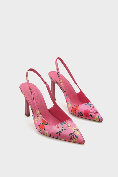 Capone Outfitters Rebeca Damen-Schuhe mit offenem Rücken und spitzer Zehenpartie und Blumenmuster