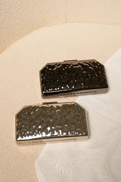 LAMİNTA Olfa Metallic Look Clutch Bag Silver