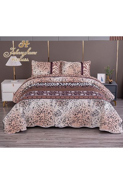 OEM Double bedspread with TWO-SIDED pattern, quilted, Satin Cotton, V13A.