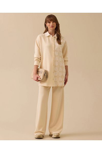 SCL Lace Detailed Buttoned Combed Cotton Tunic