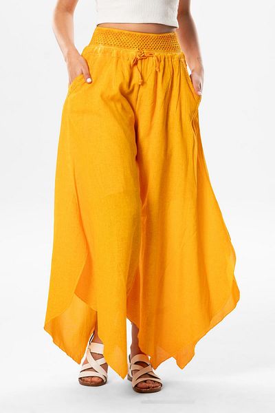 Eliş Şile Bezi Güzide Şile Diaper Elastic Symmetrical Leg Summer Baggy Yellow Yellow