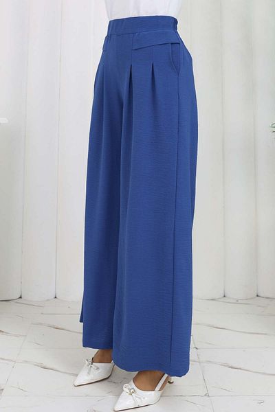 benguen Wide Leg Pleated Trousers Indigo 6718