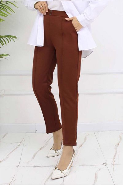 TRENDTESETTÜR Women's Brown Tight Pants t 5403