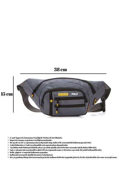 CERFF LEATHER CLUP Gray Imperteks Fabric Cross Shoulder & Waist Bag with Headphone Outlet