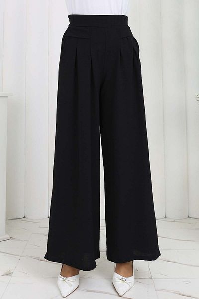 benguen Wide Leg Pleated Trousers Black 6718