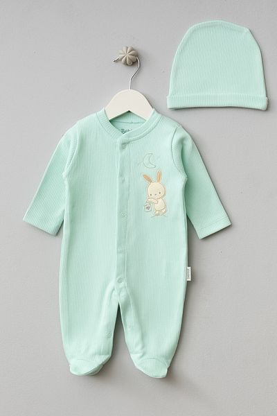 Bebitof Cute Moon and Rabbit Patterned Cotton Baby Romper
