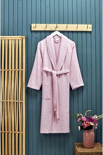 polo life Boxed 100% Cotton Single Bathrobe Şalyaka-A.Pink (Size XL)