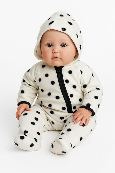 DİVİSTA Unisex Baby Polka Dot Zippered Jumpsuit