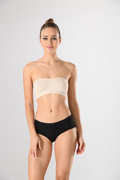 Miss Fit 12597 Women's Black Laser Cut Non-Marking Wide Side Seamless Slip Panties